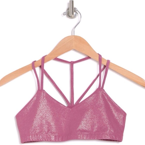 BEYOND YOGA Twinkle Pink Strappy Sports Bra Desert Berry Mauve - Picture 2 of 7